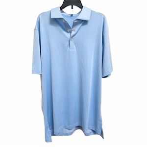 NWT Peter Millar Polo Shirt Mens M Blue Performance Crown Logo Summer Comfort